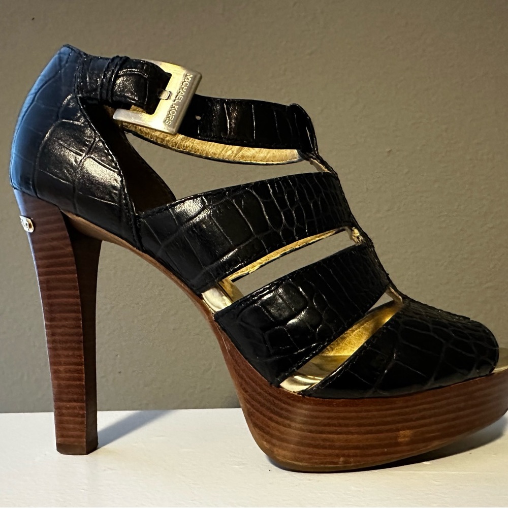 MICHAEL Michael Kors Black Croc-Patterned Heels